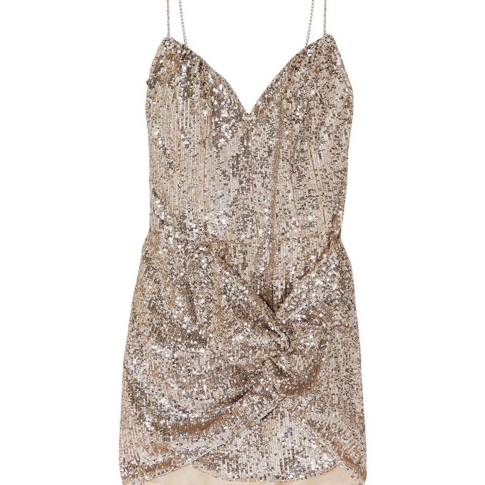 Magda Butrym Deva Silver Sequin Dress (Size 6)